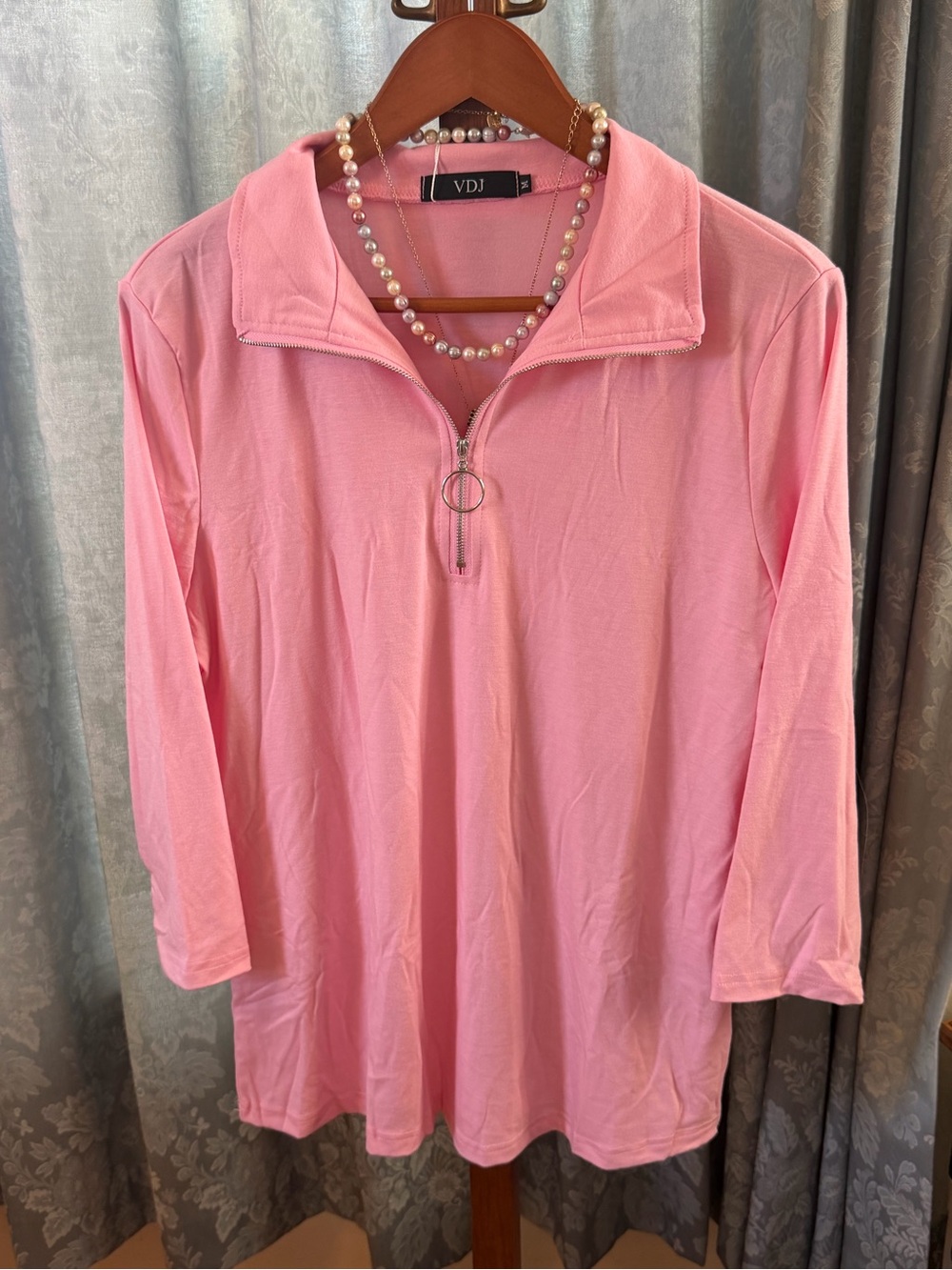 VDJ Pink Quarter-Zip Long Sleeve Top